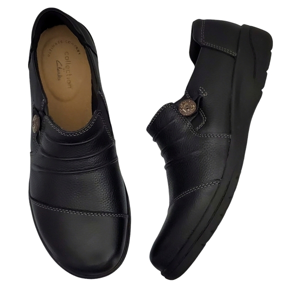 New Clarks collection cheyn inca ultimate comfort slip on loafers black leather - Picture 7 of 16